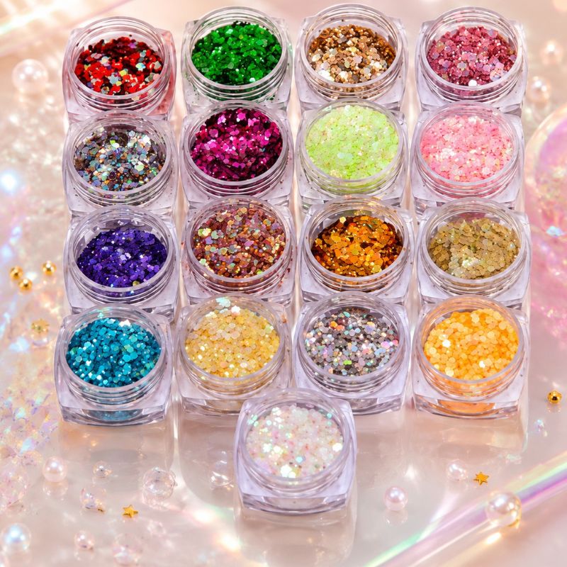 Meshaz Chunky Glitter Set | 17 Colors Face, Body & Nail Glitter