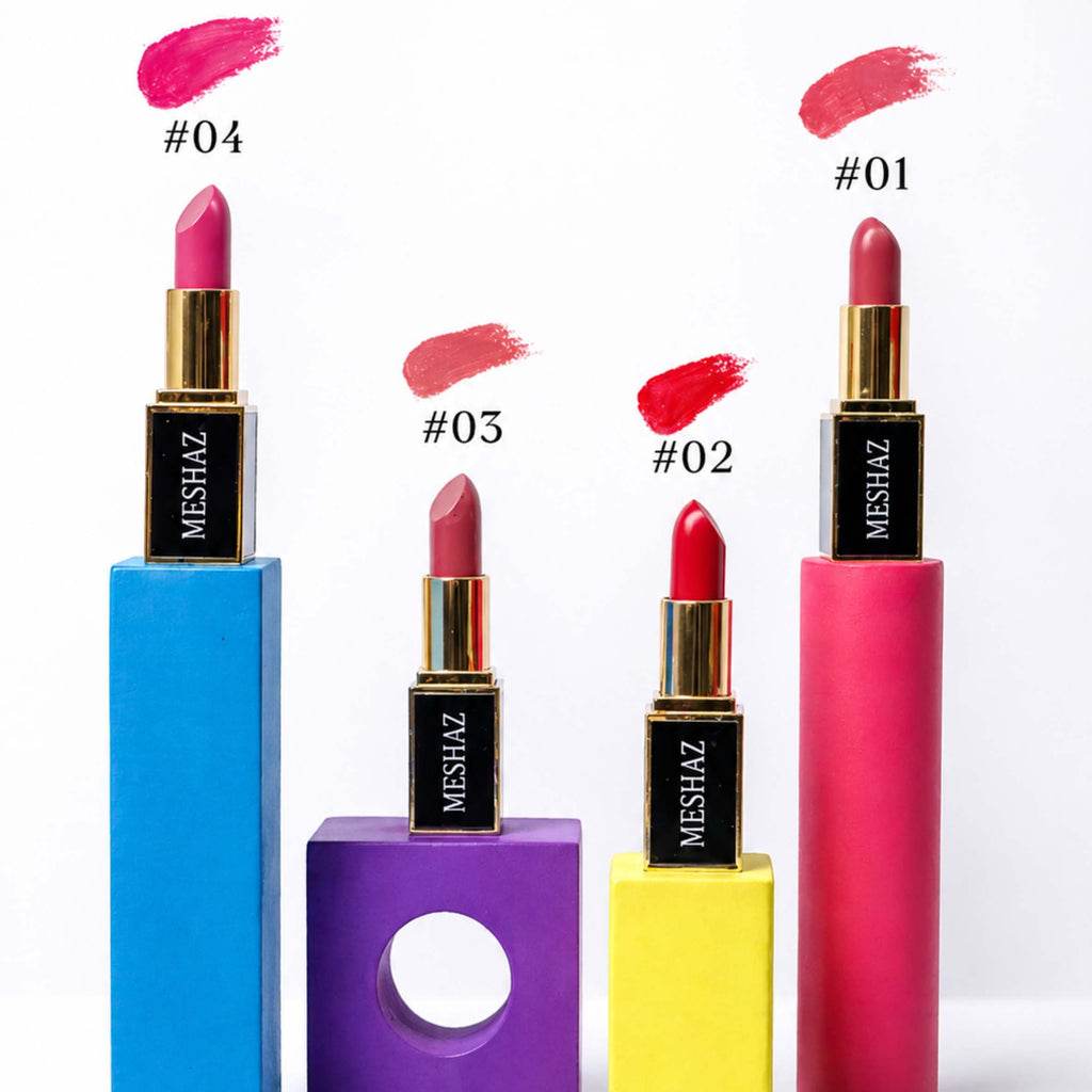 MESHAZ Premium Lipstick Collection – Long Lasting Matte & Gloss Shades (24 Colors)