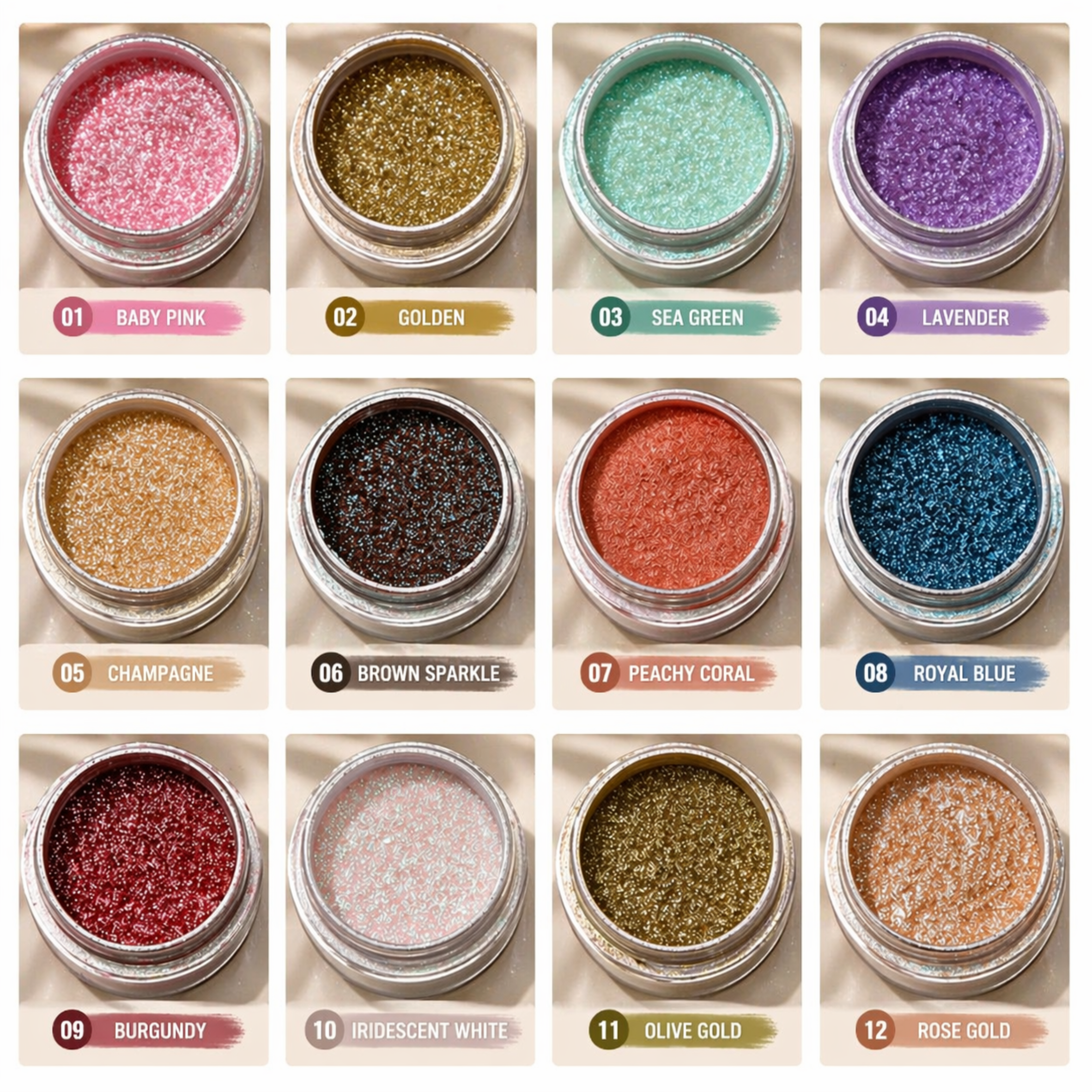 Meshaz Diamond Dust Glitter Eyeshadow Palette